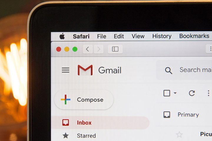 Laptop monitor showing the Gmail logo