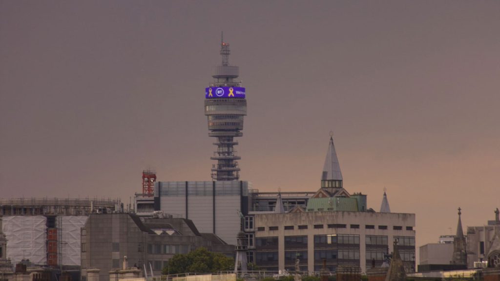 BT Tower in a night time London skyline