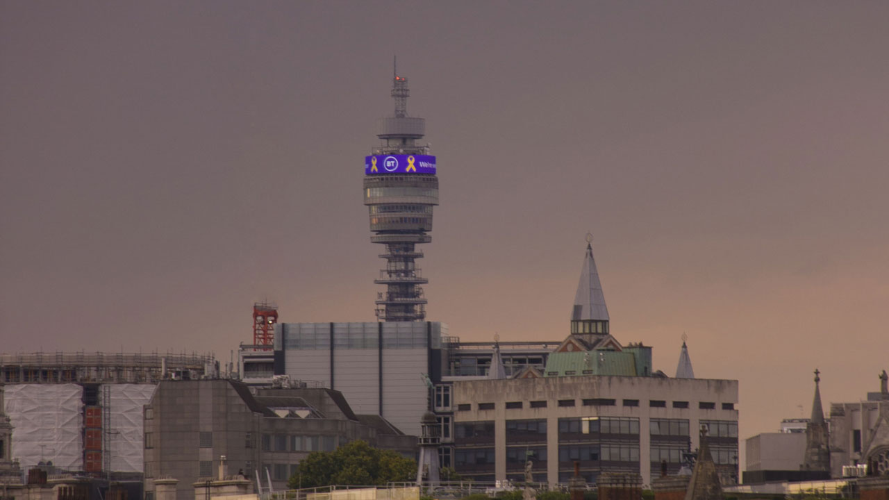 BT Tower in a night time London skyline