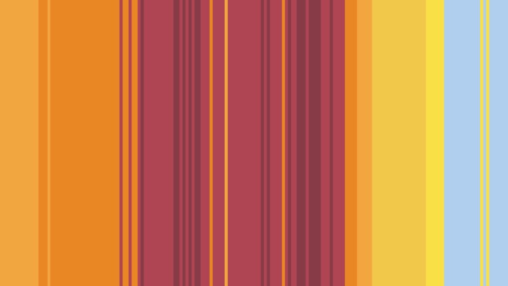 Orange, red, yellow and blue vertical stripes that show air pollution data for London.