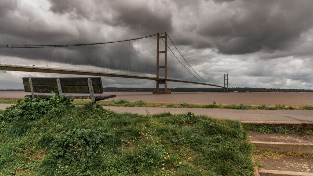 Rain clouds above the Humber Bridge in Lincolnshire.