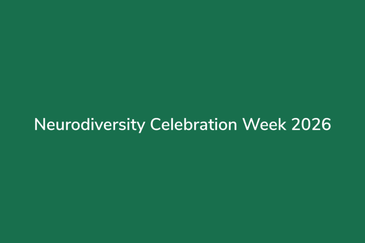 Green background with white text that reads neurodiversity celebration week 2026